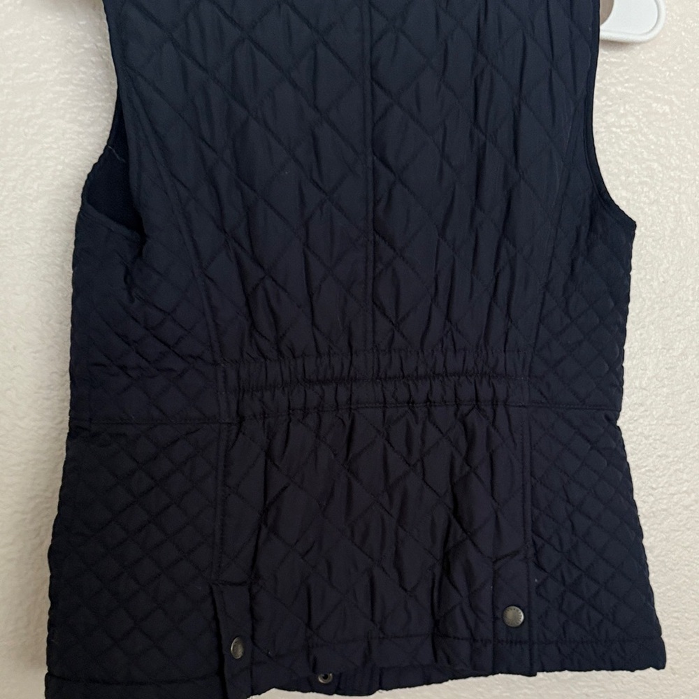 Talbots Women's Dark blue Quilted riding Vest pockets petite small - Picture 9 of 10